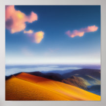 Poster av berg vid havet