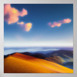 Poster av berg vid havet