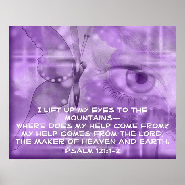 Poster av bibeln Psalm 121-bön (Framsidan)