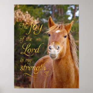 Poster av Bible Verse Smiling Chestnut Horse