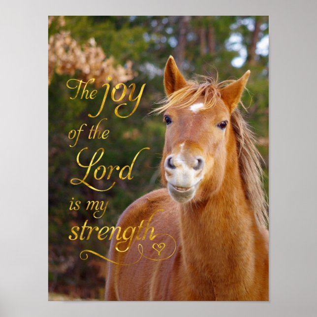 Poster av Bible Verse Smiling Chestnut Horse (Framsidan)