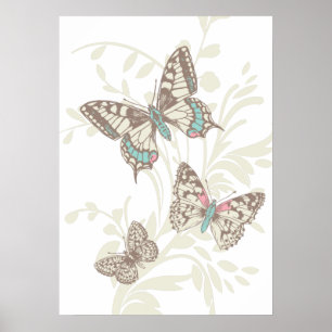 Poster av bildkonsthögar och blommigt