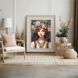 Poster av blommiga konst i Dam Porträtt