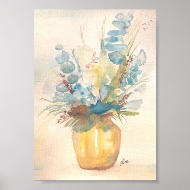 Poster av blommigt Blues Premium Canvas (5x7) (Framsidan)
