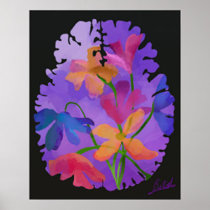 Poster av blommigt Brain Art