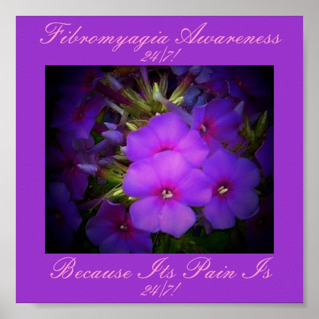 Poster av blommigt Design-Fibromyalgia Awareness  (Framsidan)