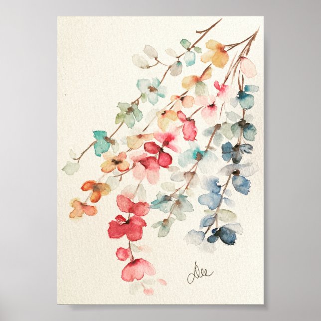 Poster av blommigt Waterfall Premium Canvas (5x7) (Framsidan)