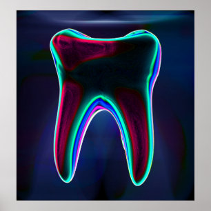 Poster av Blue Glowing Tooth Dentist Orthodontist