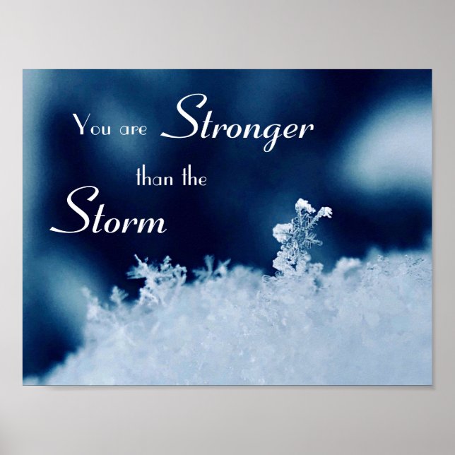 Poster av Blue Motivational Stronger Snowflake Sto (Framsidan)
