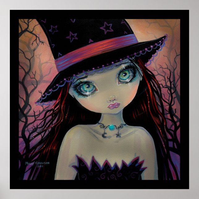 Poster av Bright Eyed Witch Fantasy Art (Framsidan)