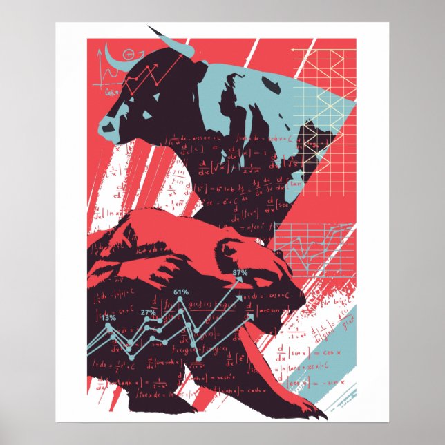 Poster av Bull Bear på lagrar-marknaden (Framsidan)