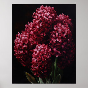 Poster av Burgundy Hyacint Flowers Art Skriv ut
