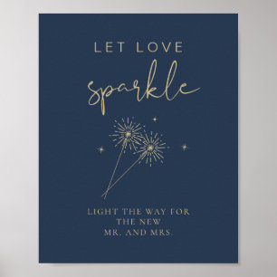 POSTER av CAITLIN Navy Blue Bröllop Sparkler Send
