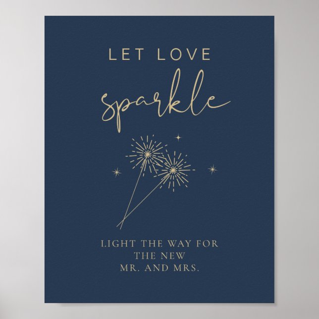 POSTER av CAITLIN Navy Blue Bröllop Sparkler Send  (Framsidan)