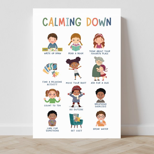 Poster av Calming Down Techniques Classroom (calming down techniques, calming down, education, social emotional learning, classroom posters)