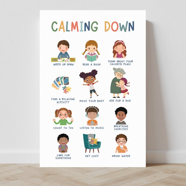 Poster av Calming Down Techniques Classroom (calming techniques, social emotional learning, classroom, classroom posters, education, homeschool)