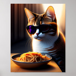 Poster av Cat Eating Spaghetti Meme