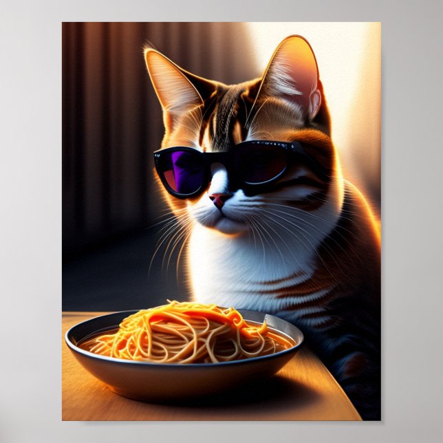 Poster av Cat Eating Spaghetti Meme (Framsidan)