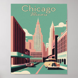 poster av chicago Minimalist Vintage resor Art