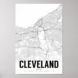 Poster av Cleveland Ohio-minimalistisk Karta Art
