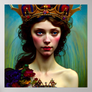 Poster av Colorful Crowned Lonely Princess