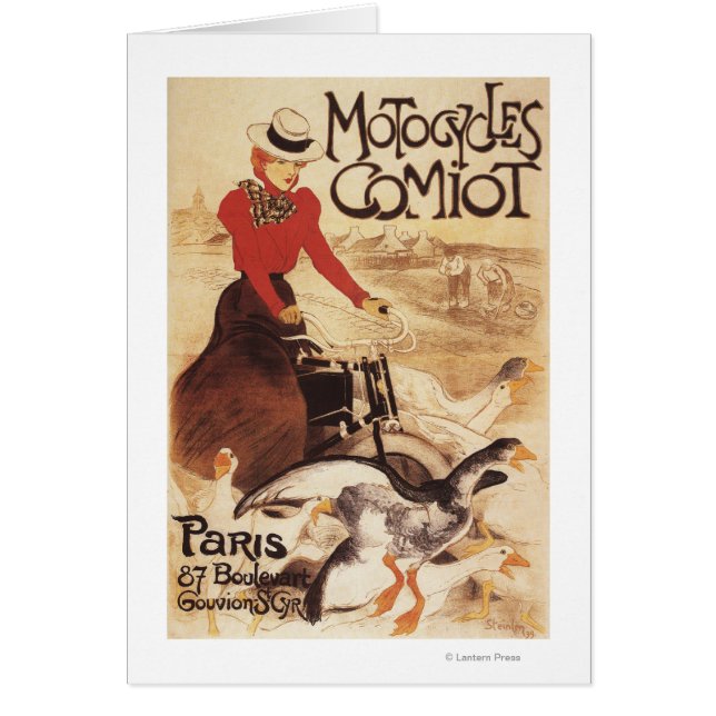 Poster av Comiot Motocles Woman och Geese Promo Hälsningskort (Framsidan)