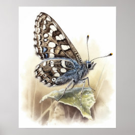 Poster av Common Checkated Butterfly Art Print