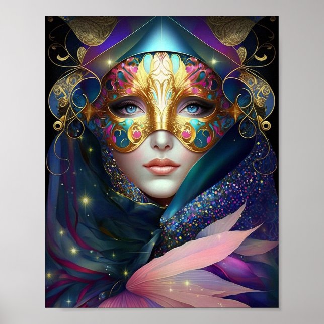 Poster av Cosmic Mask Goddess drottning Fantasy Ar (Framsidan)