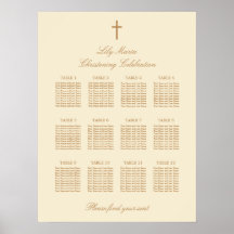 Poster av Cream 12 Bord Christening Seating Chart