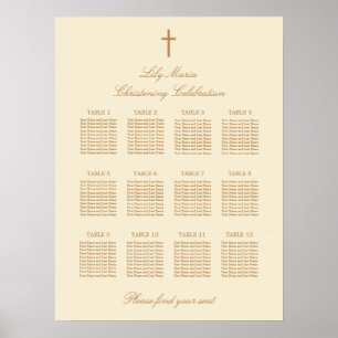 Poster av Cream 12 Bord Christening Seating Chart
