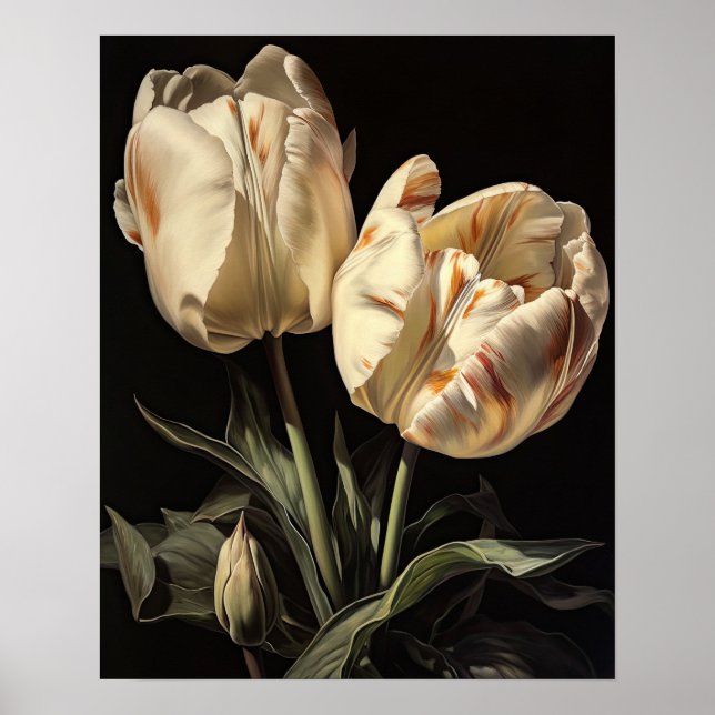 Poster av Cream Tulip Flowers Art Print (Framsidan)