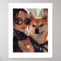 Poster av Cyberpunk Dogecoin Waifu Crypto Anime
