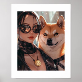 Poster av Cyberpunk Dogecoin Waifu Crypto Anime