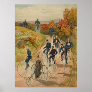 Poster av cykellykel med hög vintage och konst