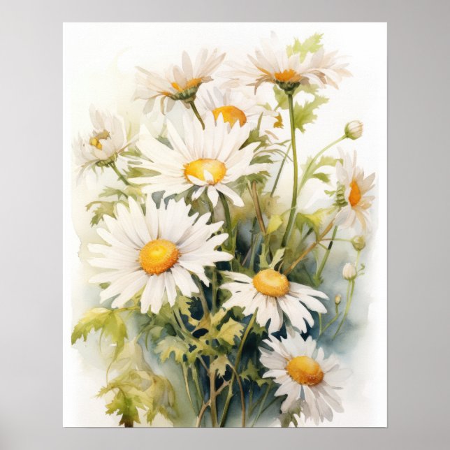 Poster av daisy Flowers Art-utskrift (Framsidan)