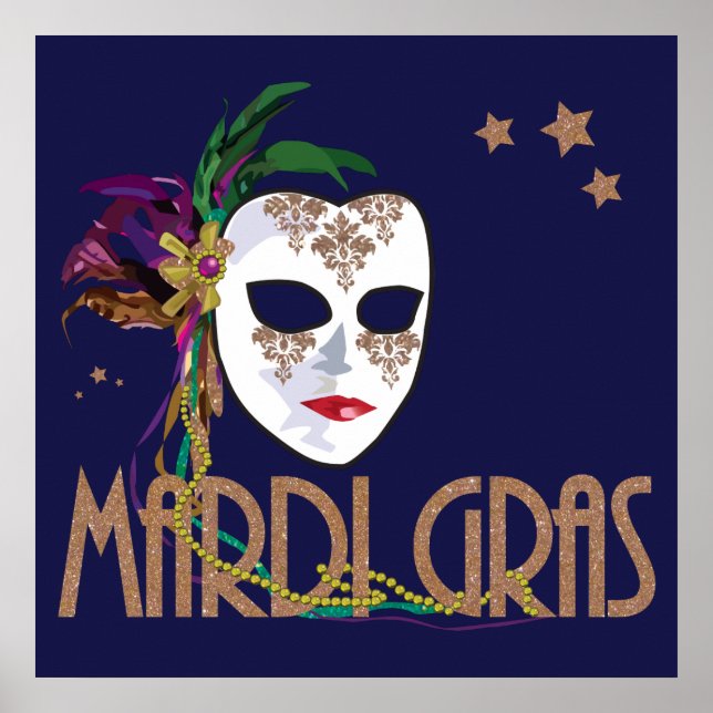 Poster av Damask Mardi Gras Mask (Framsidan)