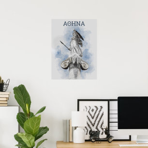Poster av den klassiska grekiska statyn Athena