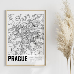 Poster av den minimalistiska Karta Art som i Prag