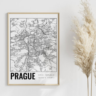 Poster av den minimalistiska Karta Art som i Prag
