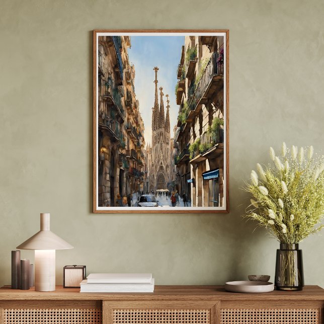 Poster av den moderna konsten Barcelona Sagrada De (Barcelona Sagrada De Familia Modern Art Poster)