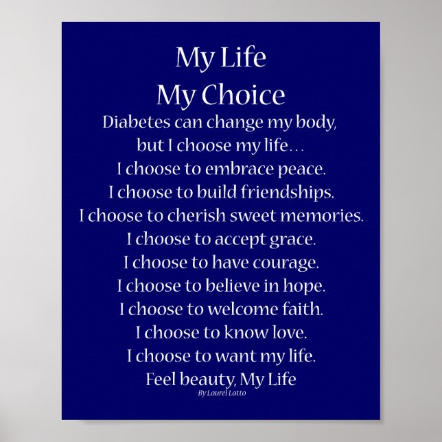 Poster av Diabetes inspirational Support-Dikt (Framsidan)