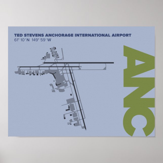 Poster av diagram över ankringsflygplats (ANC) (Framsidan)