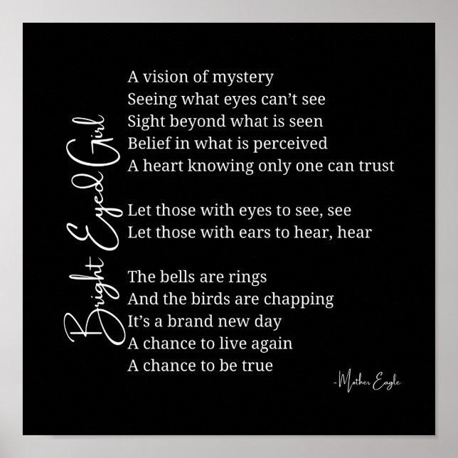 Poster av Dikt för inspiration från Bright Eyed Gi (Framsidan)