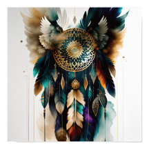 Poster av Eagle Feathers och Dreamcatcher Wall Art