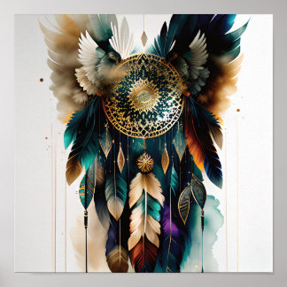 Poster av Eagle Feathers och Dreamcatcher Wall Art