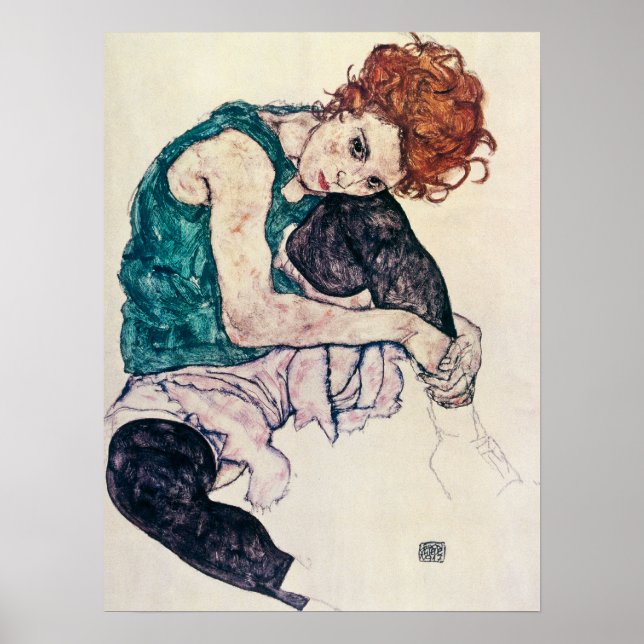 Poster av Egon Schiele Seated Woman  (Framsidan)