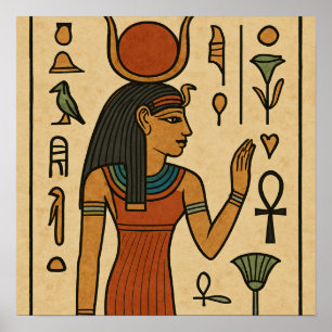 Poster av egyptiska symboler för hieroglyfisk kons