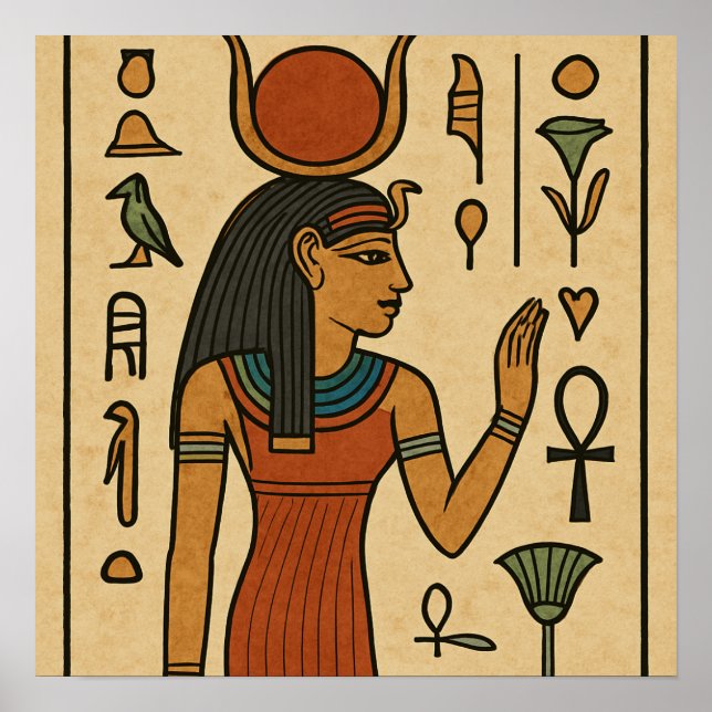 Poster av egyptiska symboler för hieroglyfisk kons (Framsidan)