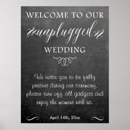 Poster av ej ansluten bröllop-skylt med kalkkort