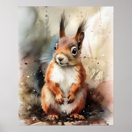 Poster av ekorreträ Trä Animal Art Print